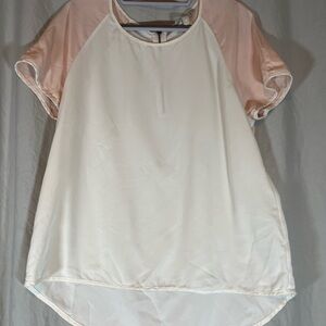 Banana Republic Cream and Pink Short Sleeve Top
